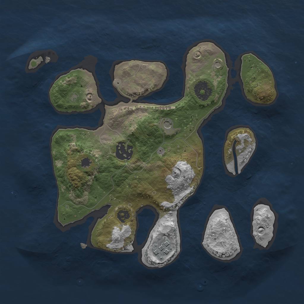 Rust Map: Procedural Map, Size: 2500, Seed: 32803, 5 Monuments