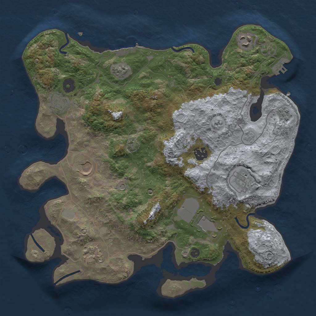 Rust Map: Procedural Map, Size: 3500, Seed: 612344284, 16 Monuments