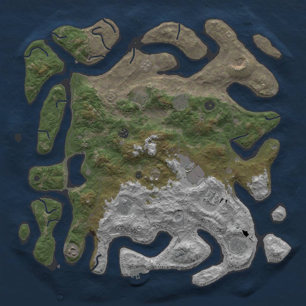 Rust Map: Procedural Map, Size: 4500, Seed: 5435345, 14 Monuments