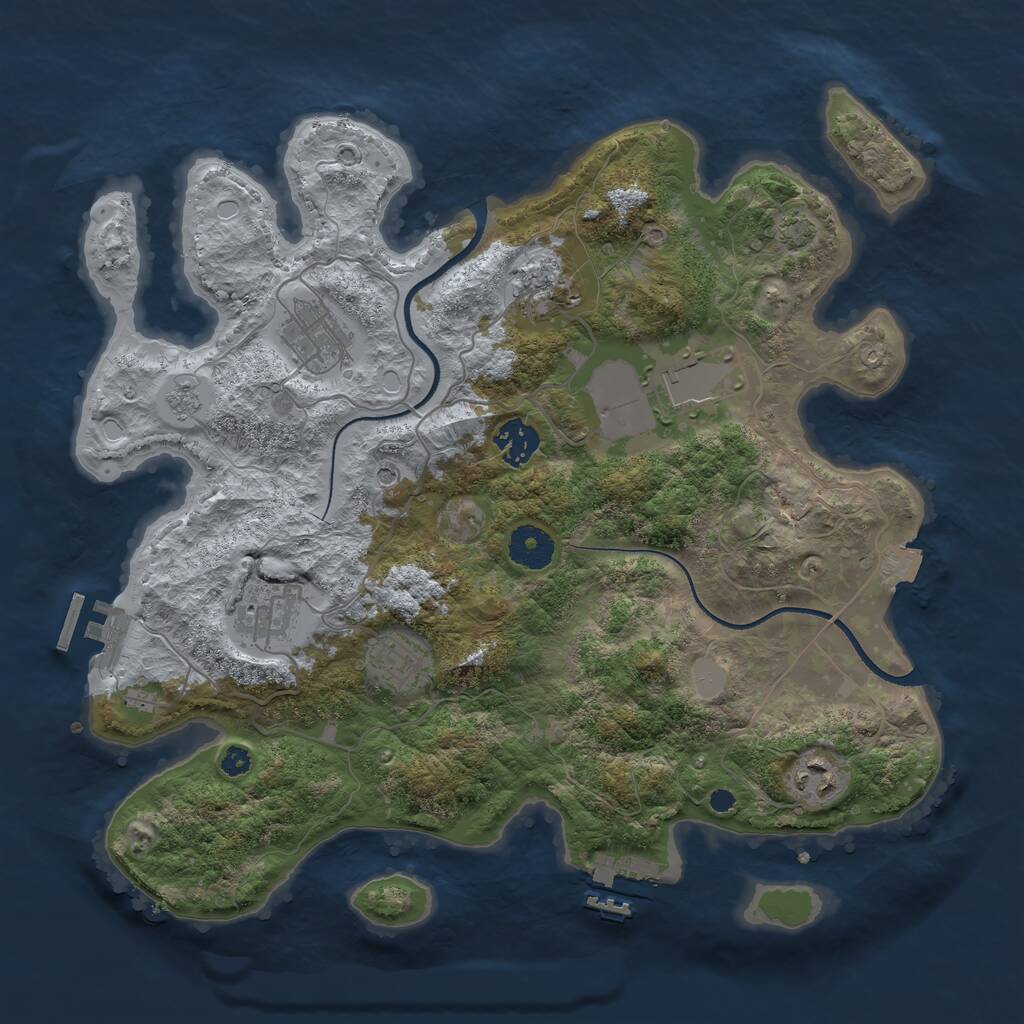 Rust Map: Procedural Map, Size: 3500, Seed: 1651681639, 13 Monuments