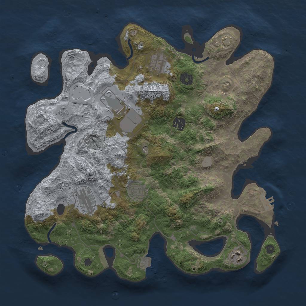 Rust Map: Procedural Map, Size: 3500, Seed: 178636831, 13 Monuments