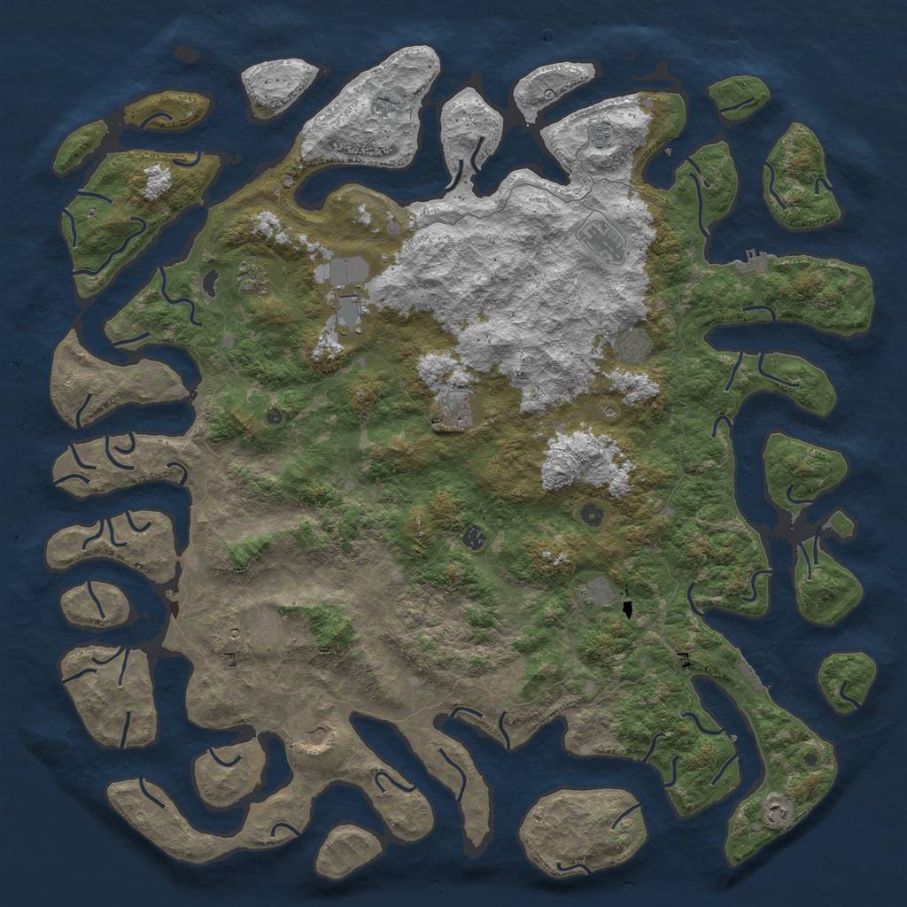 Rust Map: Procedural Map, Size: 6000, Seed: 30011994, 16 Monuments