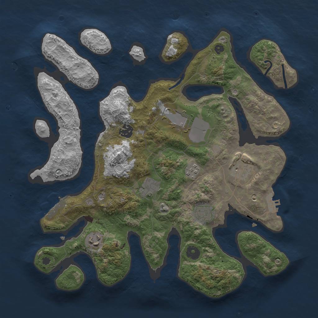 Rust Map: Procedural Map, Size: 3500, Seed: 30005000, 18 Monuments