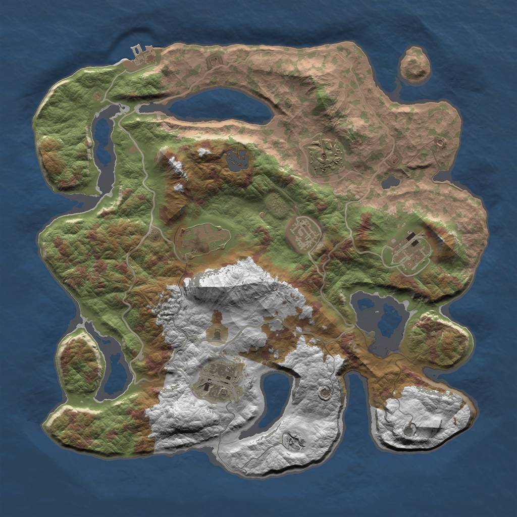 Rust Map: Barren, Size: 3300, Seed: 90441332, 11 Monuments