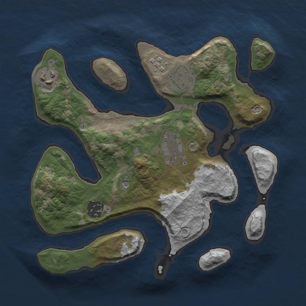 Rust Map: Barren, Size: 2700, Seed: 2353262, 8 Monuments