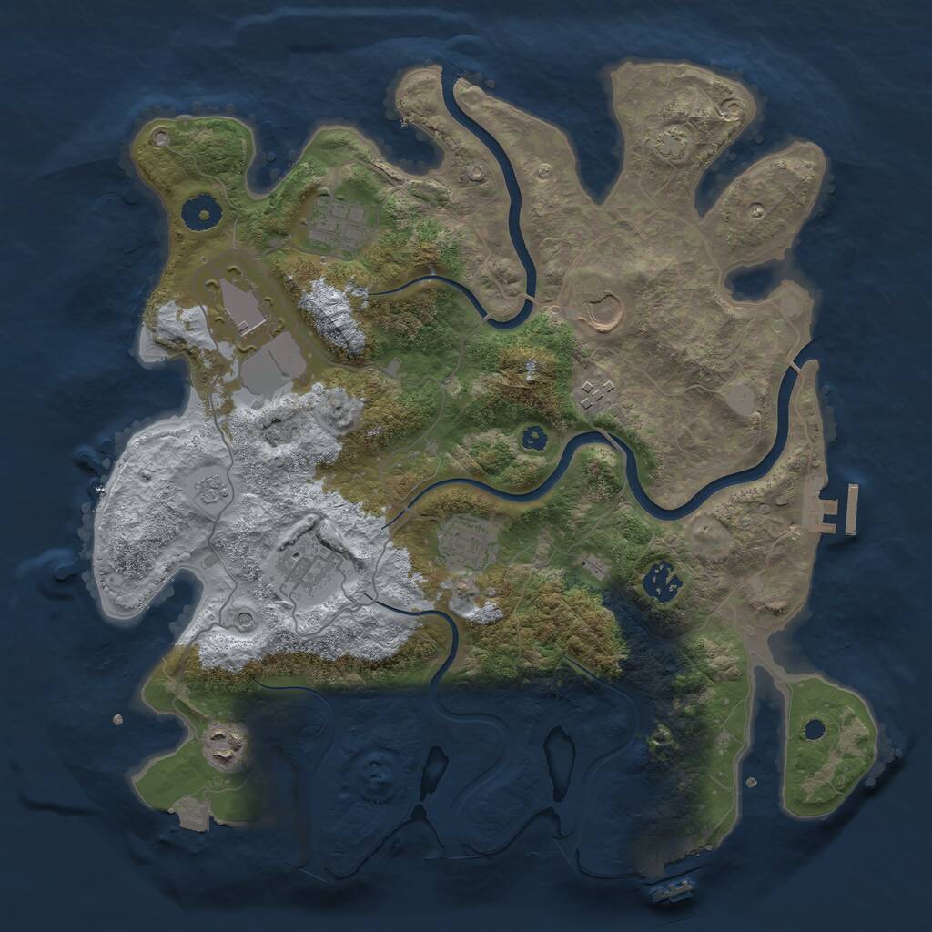 Rust Map: Procedural Map, Size: 3700, Seed: 32320, 14 Monuments