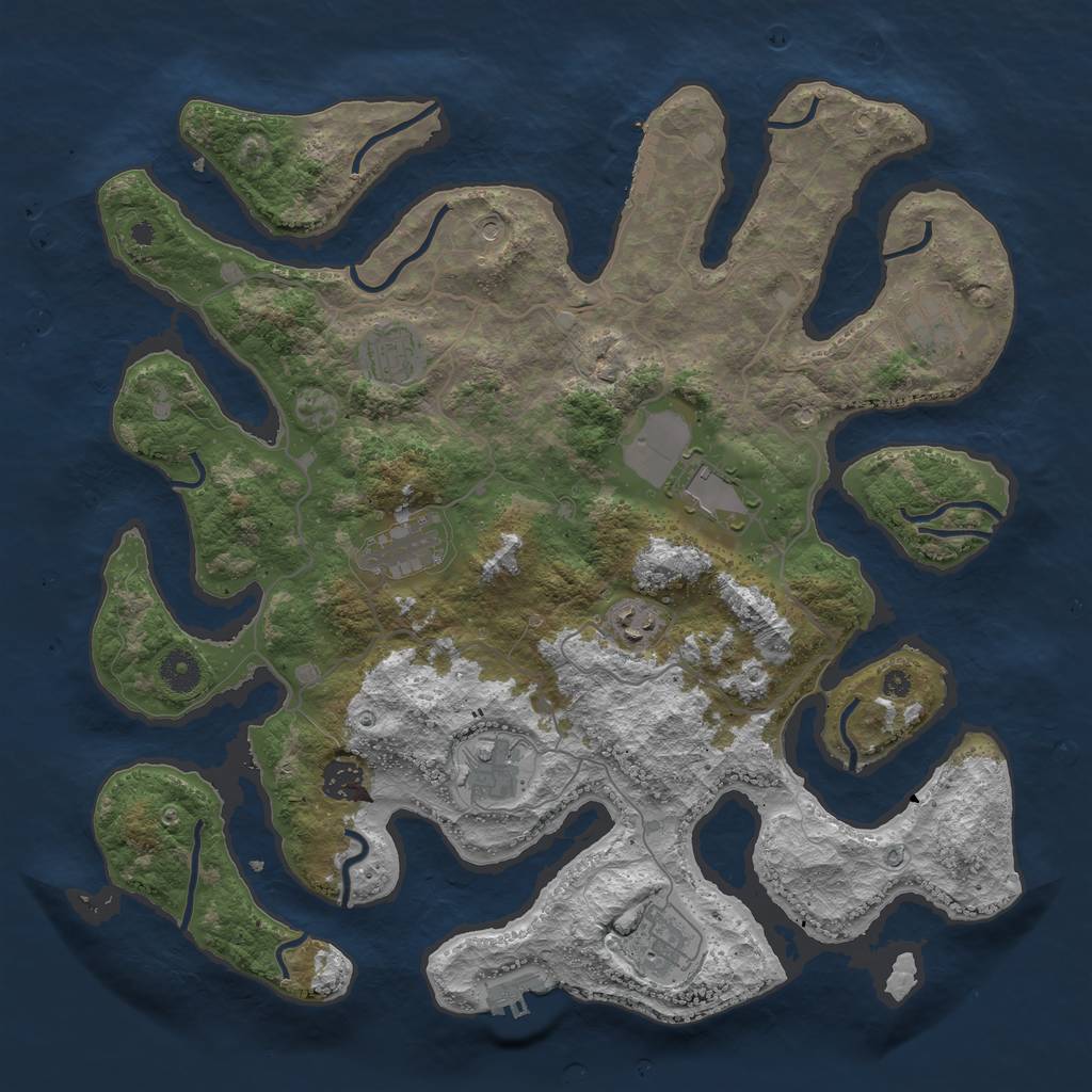 Rust Map: Procedural Map, Size: 4000, Seed: 230195, 13 Monuments