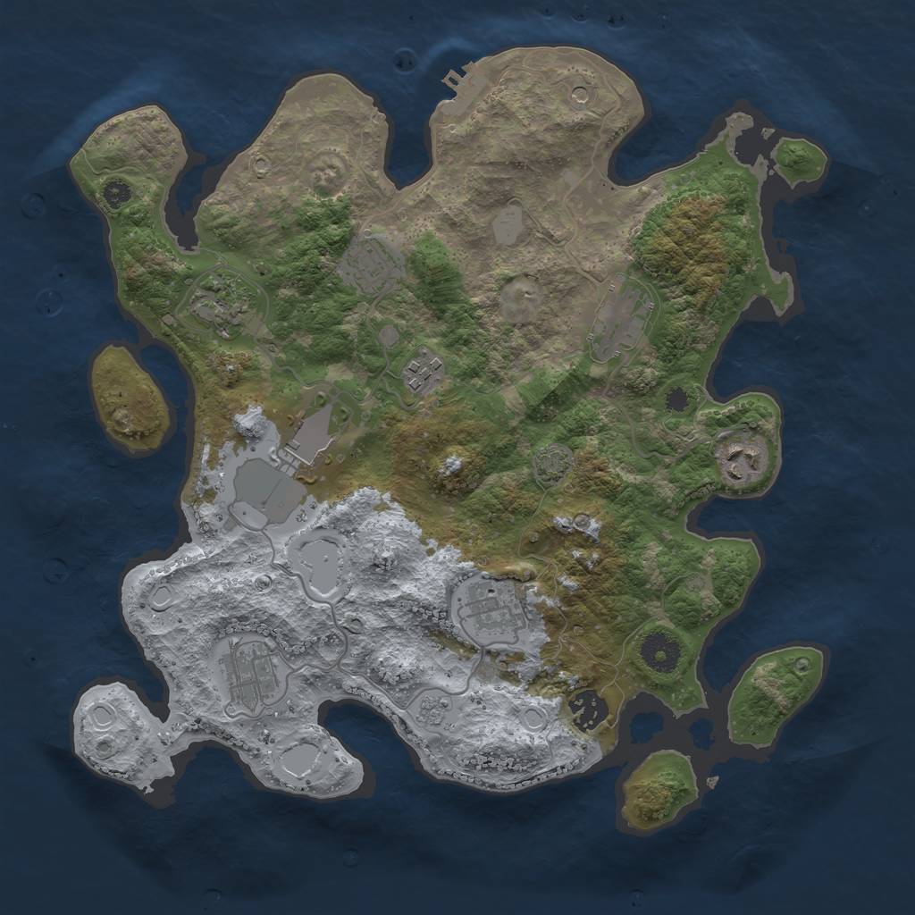 Rust Map: Procedural Map, Size: 3500, Seed: 2131659690, 16 Monuments