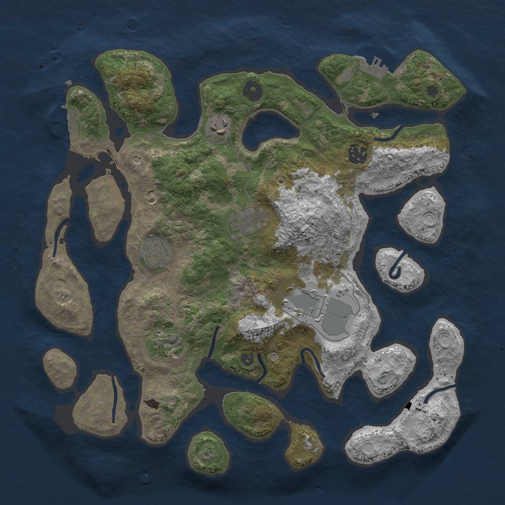 Rust Map: Procedural Map, Size: 3800, Seed: 2032219876, 15 Monuments