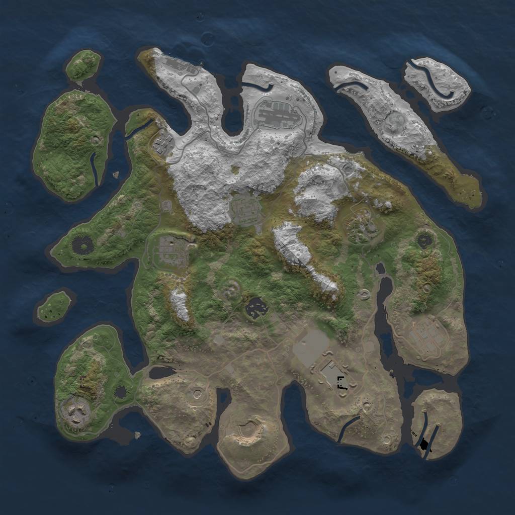 Rust Map: Procedural Map, Size: 3700, Seed: 730077699, 14 Monuments