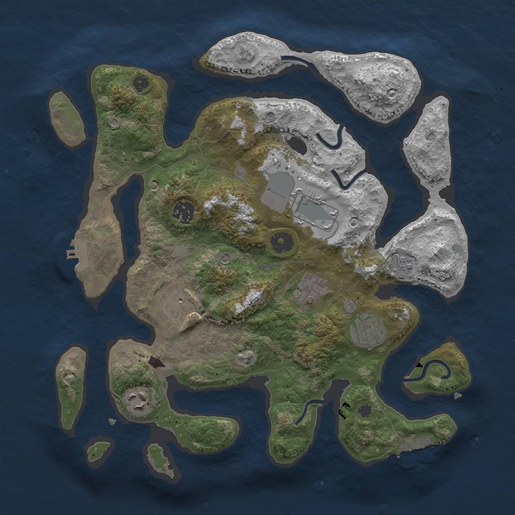 Rust Map: Procedural Map, Size: 3500, Seed: 87318841, 12 Monuments