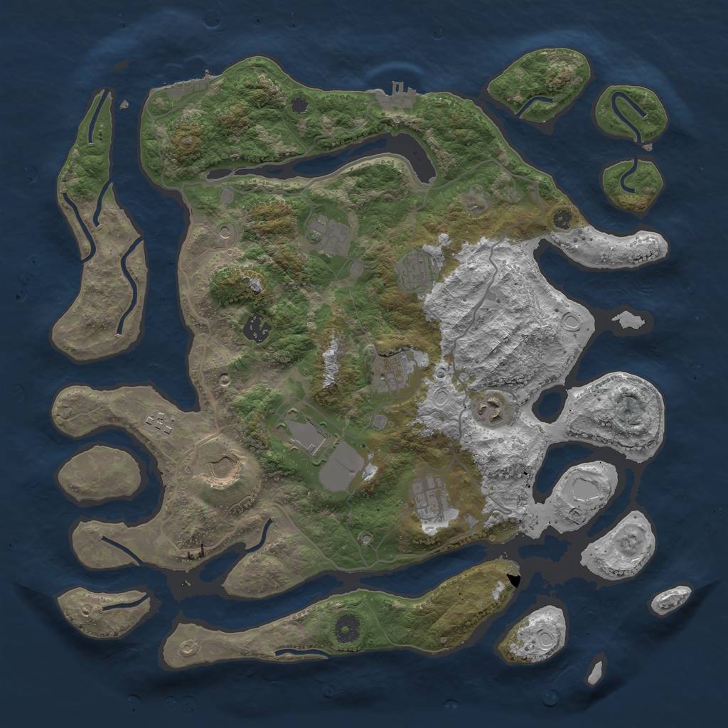 Rust Map: Procedural Map, Size: 4000, Seed: 8762427, 17 Monuments