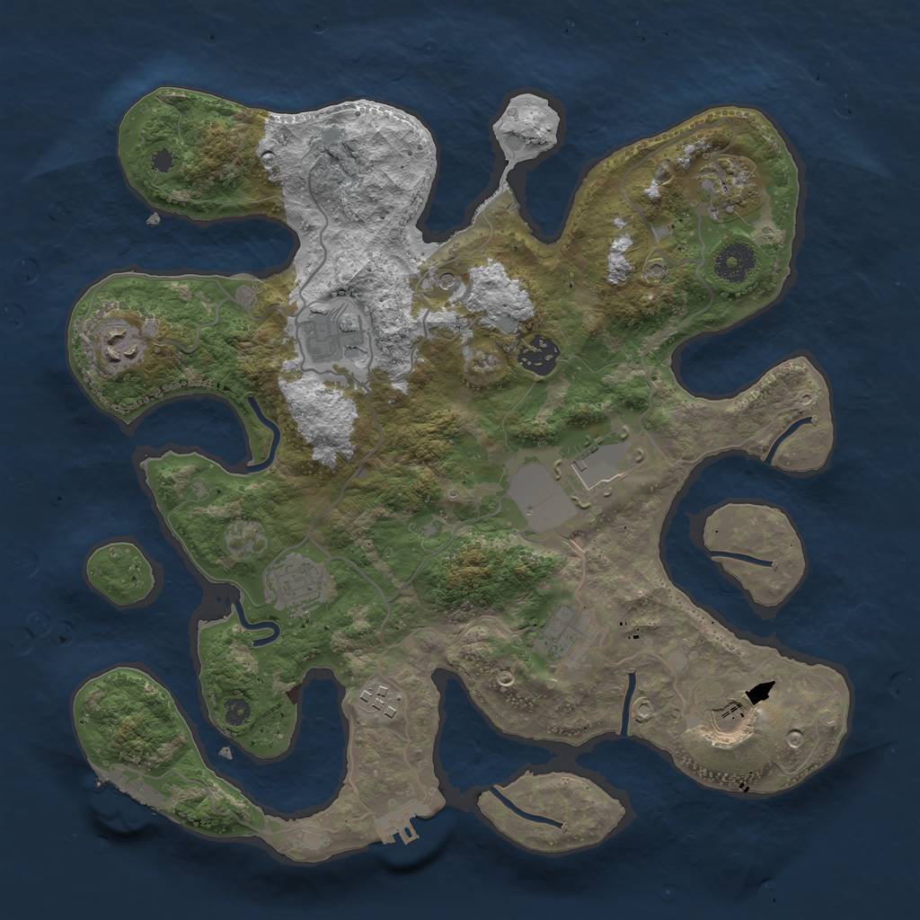 Rust Map: Procedural Map, Size: 3500, Seed: 45236987, 14 Monuments