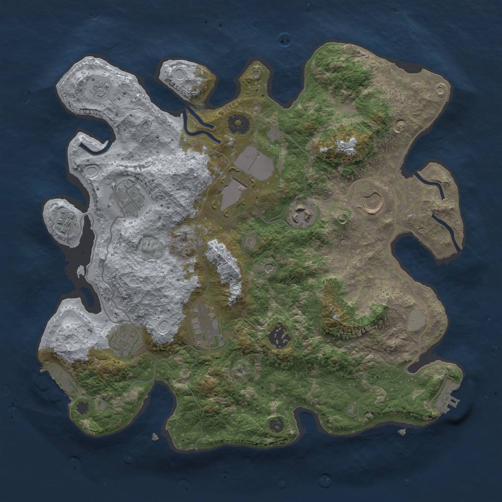 Rust Map: Procedural Map, Size: 3501, Seed: 176943, 17 Monuments