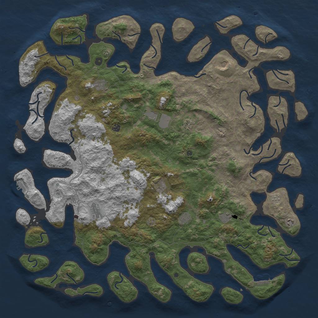 Rust Map: Procedural Map, Size: 6000, Seed: 72210045, 16 Monuments