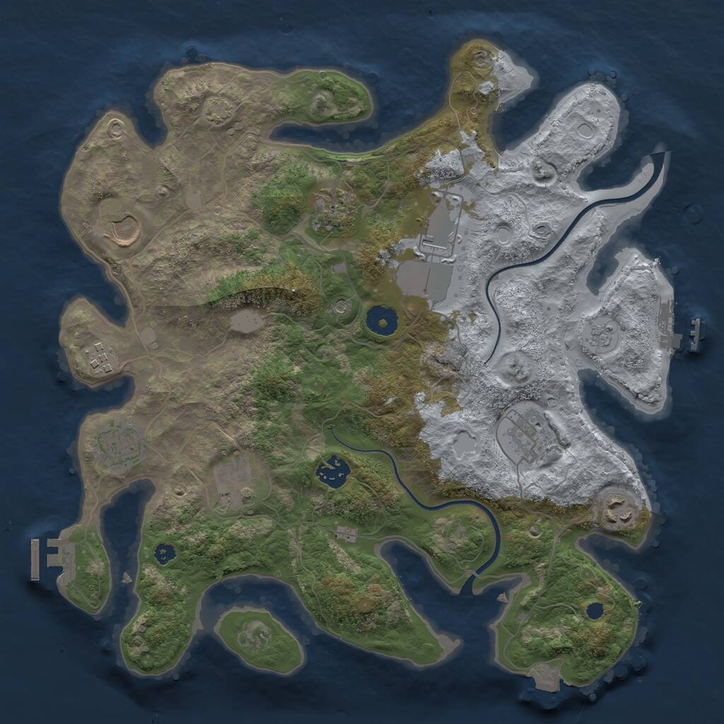 Rust Map: Procedural Map, Size: 3500, Seed: 88448, 15 Monuments