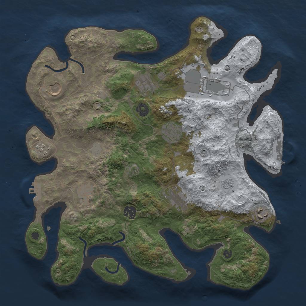 Rust Map: Procedural Map, Size: 3500, Seed: 88448, 18 Monuments