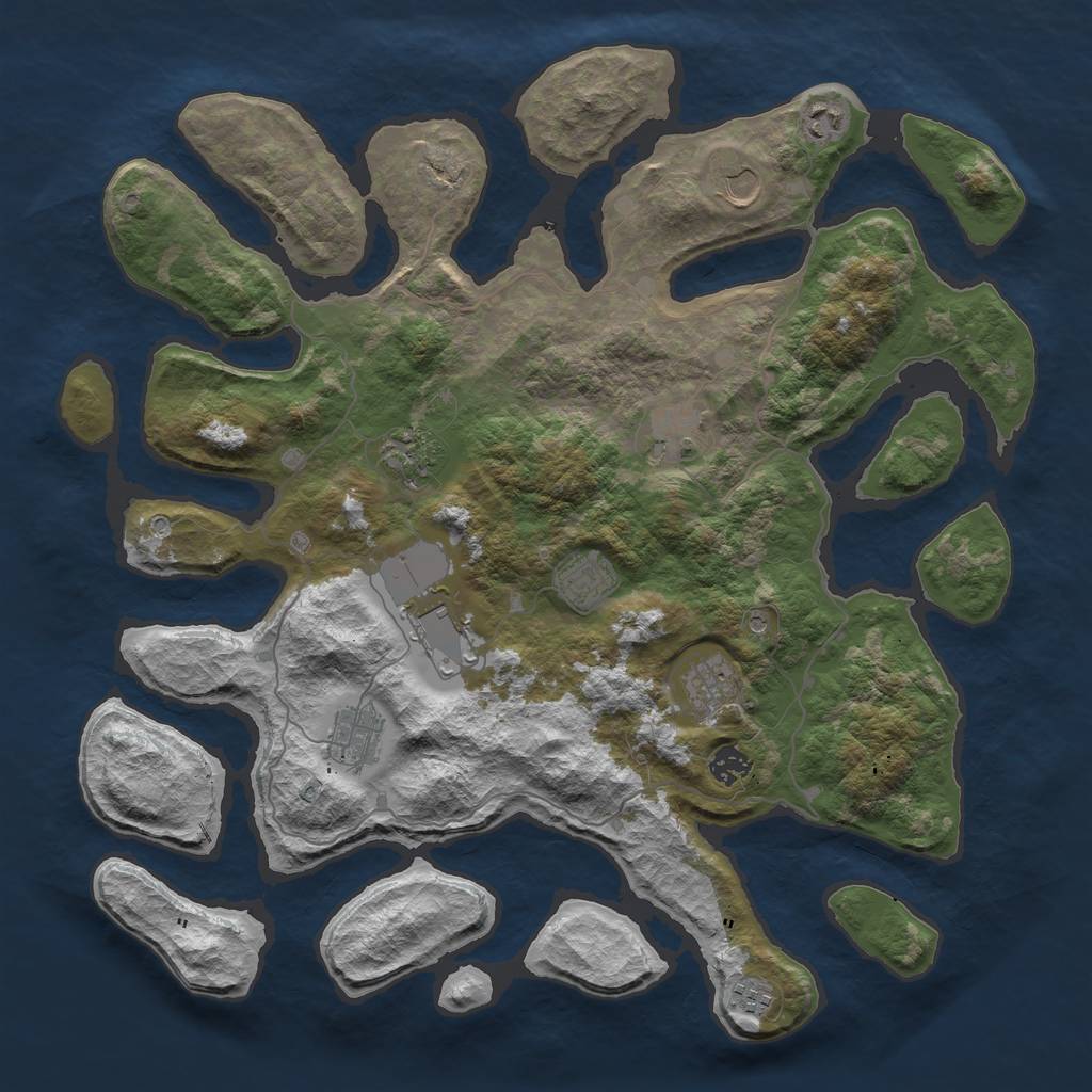 Rust Map: Barren, Size: 4250, Seed: 500523642, 13 Monuments