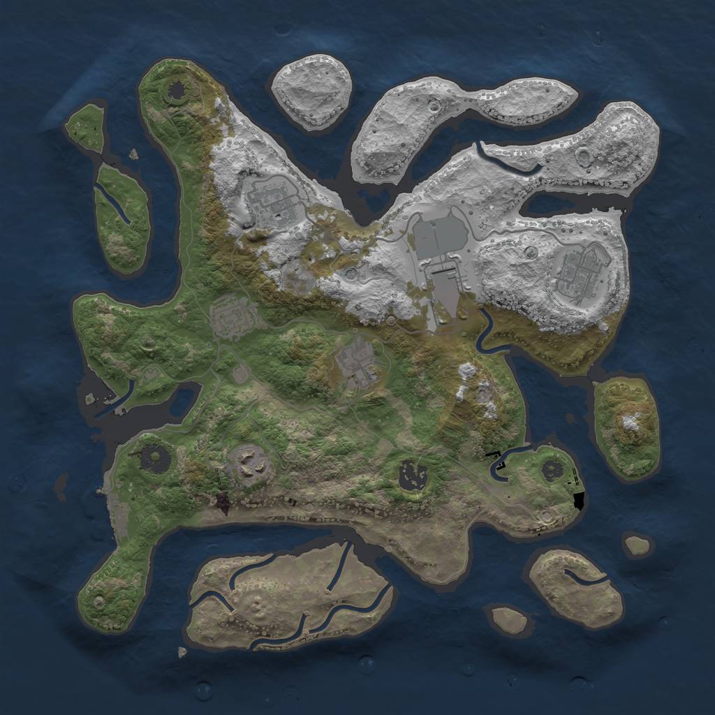 Rust Map: Procedural Map, Size: 3500, Seed: 30699, 11 Monuments