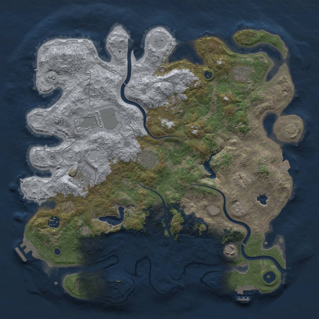 Rust Map: Procedural Map, Size: 4000, Seed: 8965235, 14 Monuments