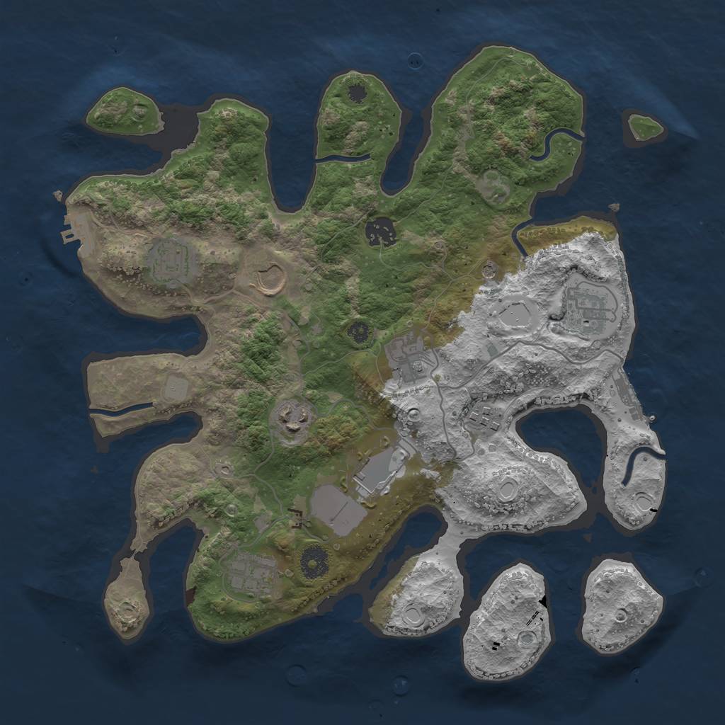 Rust Map: Procedural Map, Size: 3500, Seed: 94857647, 17 Monuments