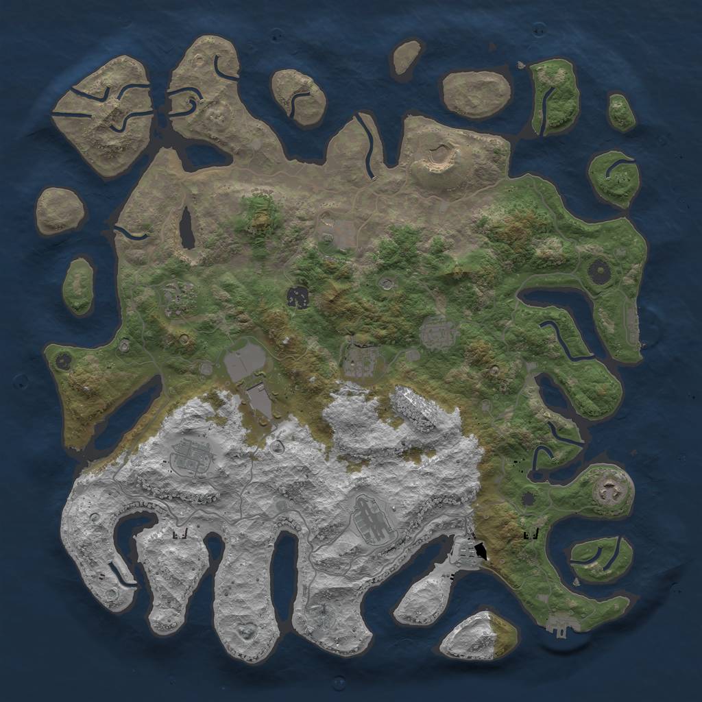 Rust Map: Procedural Map, Size: 4500, Seed: 947208321, 16 Monuments