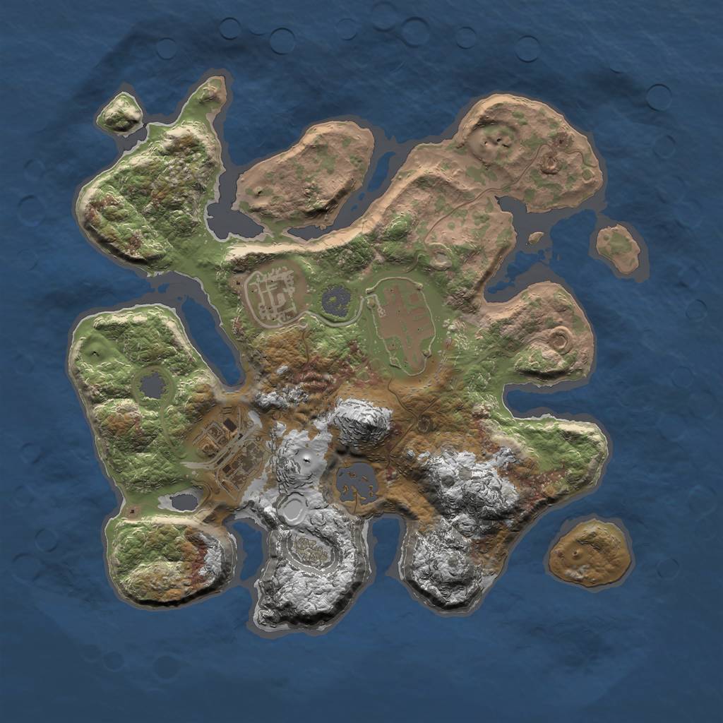 Rust Map: Procedural Map, Size: 2499, Seed: 123130, 8 Monuments