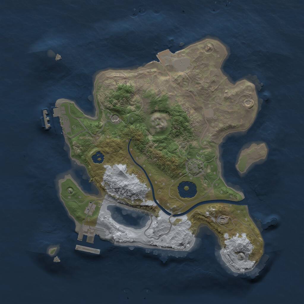 Rust Map: Procedural Map, Size: 2499, Seed: 123130, 5 Monuments