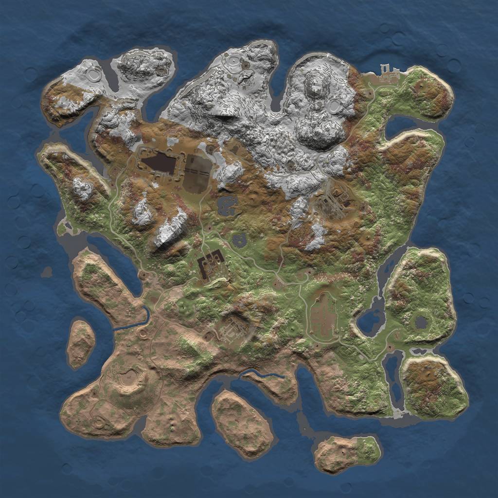 Rust Map: Procedural Map, Size: 3500, Seed: 4432808, 12 Monuments