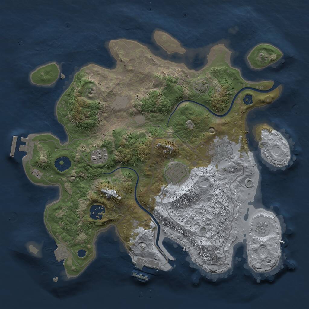 Rust Map: Procedural Map, Size: 3000, Seed: 50200, 9 Monuments