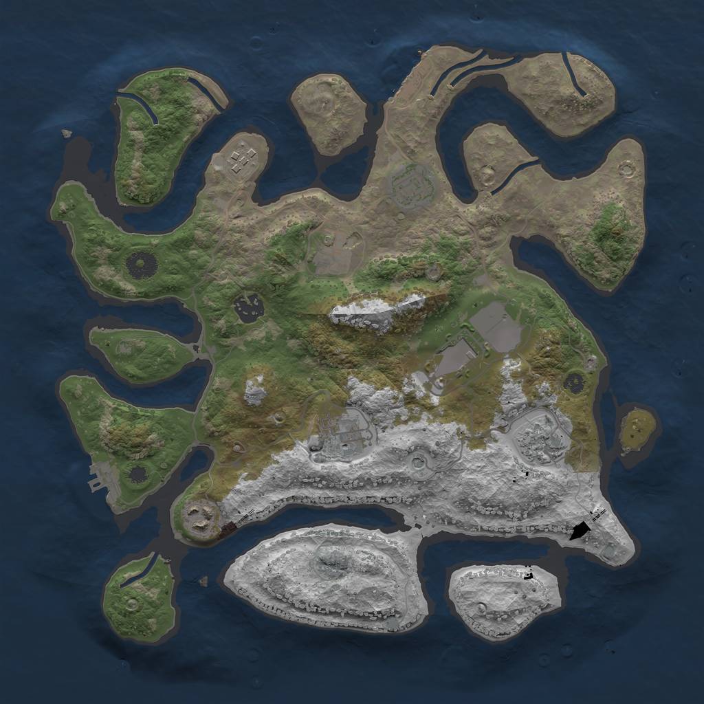 Rust Map: Procedural Map, Size: 3600, Seed: 36423283, 13 Monuments