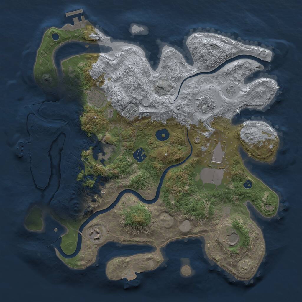 Rust Map: Procedural Map, Size: 3500, Seed: 36007, 14 Monuments