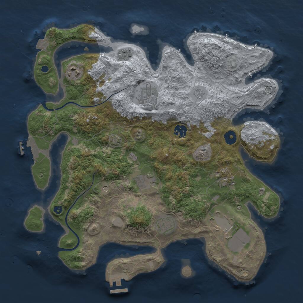 Rust Map: Procedural Map, Size: 3500, Seed: 36007, 14 Monuments