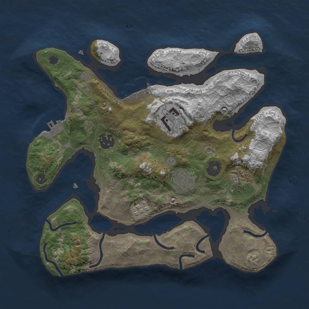 Rust Map: Procedural Map, Size: 3000, Seed: 805011630, 12 Monuments