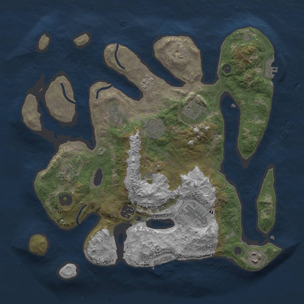 Rust Map: Procedural Map, Size: 3500, Seed: 2046169275, 16 Monuments