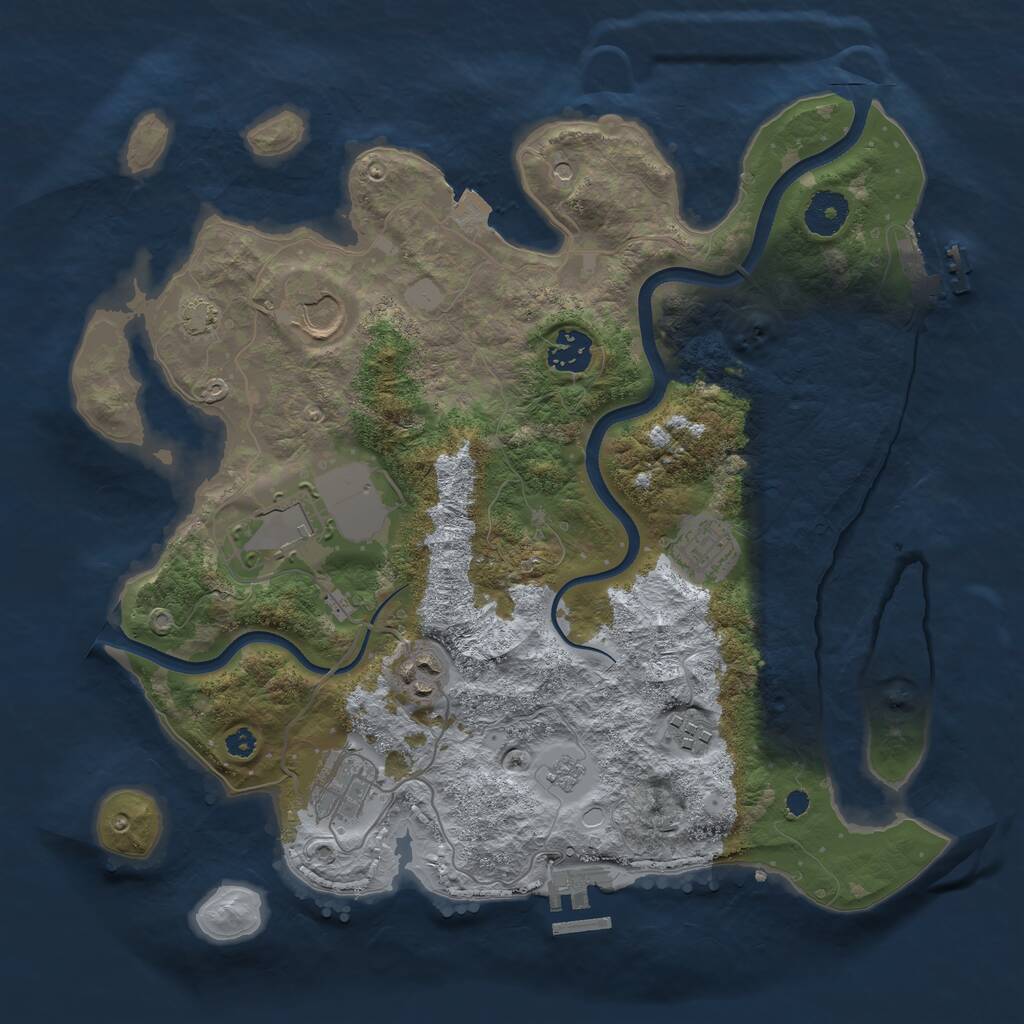 Rust Map: Procedural Map, Size: 3500, Seed: 2046169275, 13 Monuments
