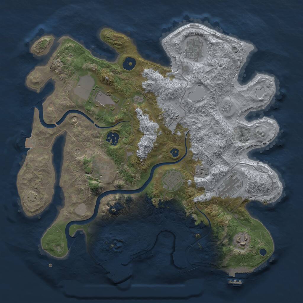 Rust Map: Procedural Map, Size: 3500, Seed: 369372665, 15 Monuments