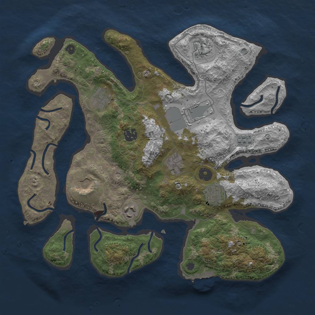 Rust Map: Procedural Map, Size: 3500, Seed: 369372665, 13 Monuments