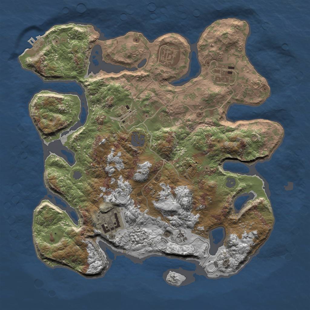 Rust Map: Procedural Map, Size: 3150, Seed: 120238293, 11 Monuments