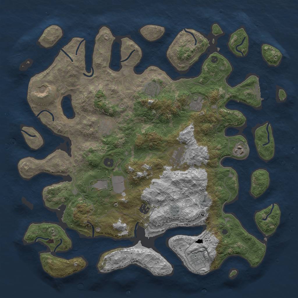 Rust Map: Procedural Map, Size: 4500, Seed: 820338392, 17 Monuments