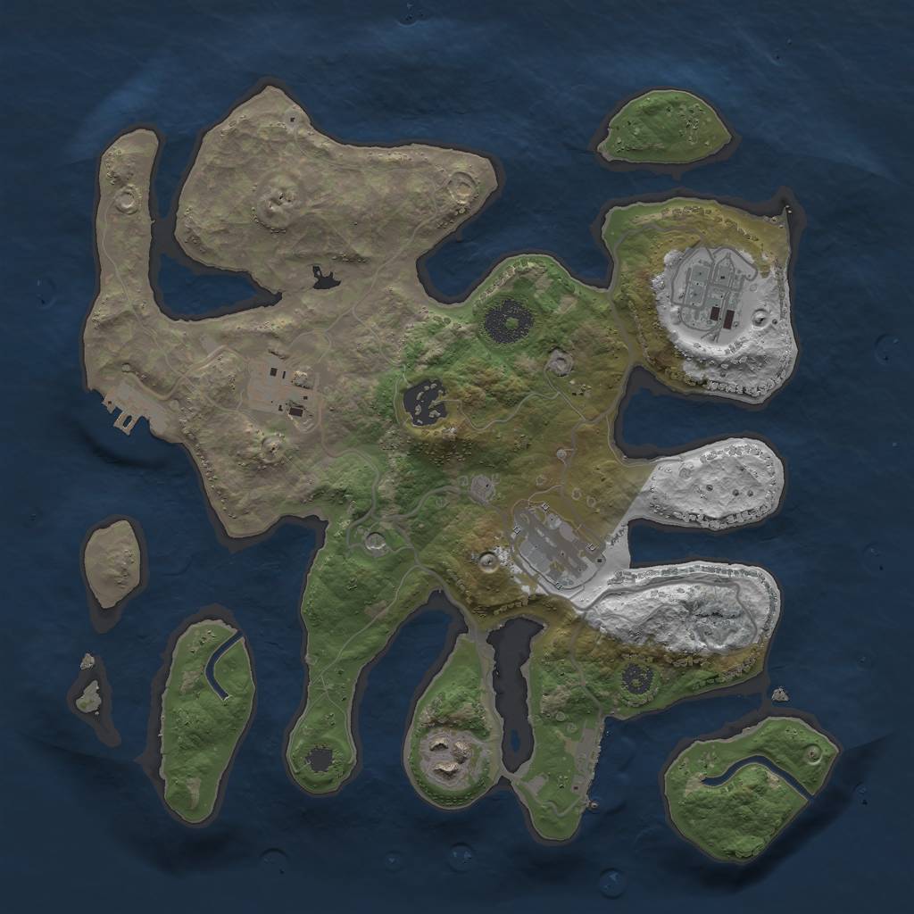 Rust Map: Procedural Map, Size: 3000, Seed: 48011419, 10 Monuments