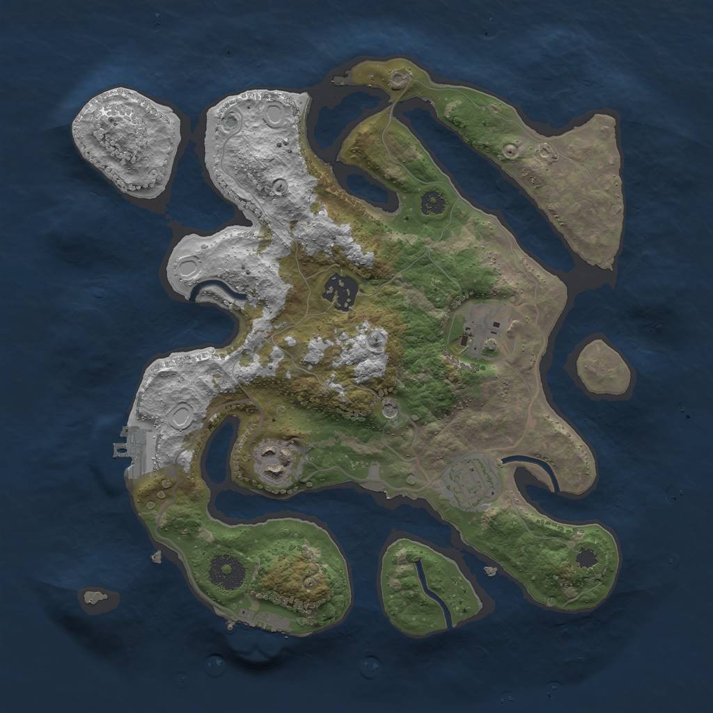 Rust Map: Procedural Map, Size: 3000, Seed: 1166208630, 12 Monuments