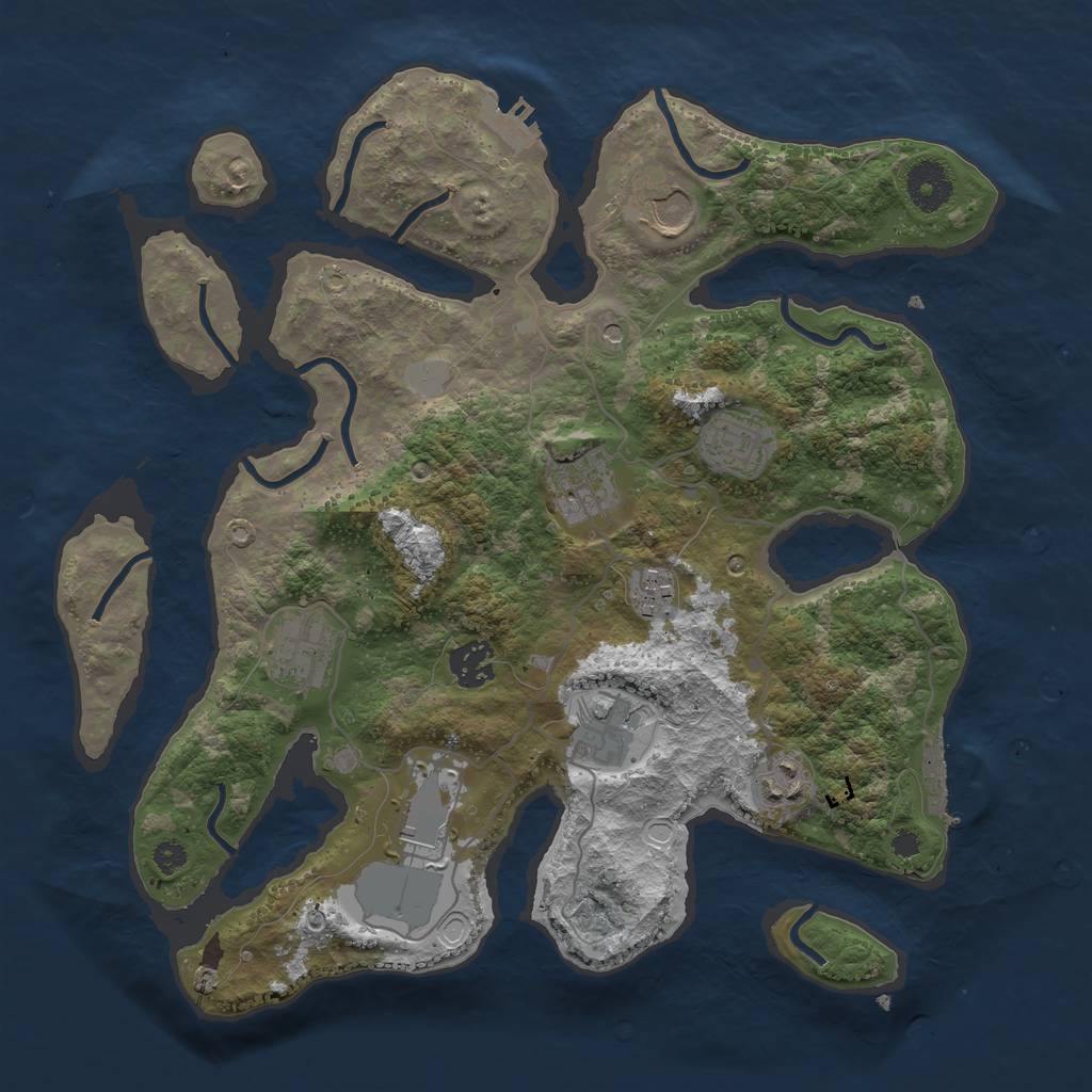 Rust Map: Procedural Map, Size: 3500, Seed: 694894965, 17 Monuments