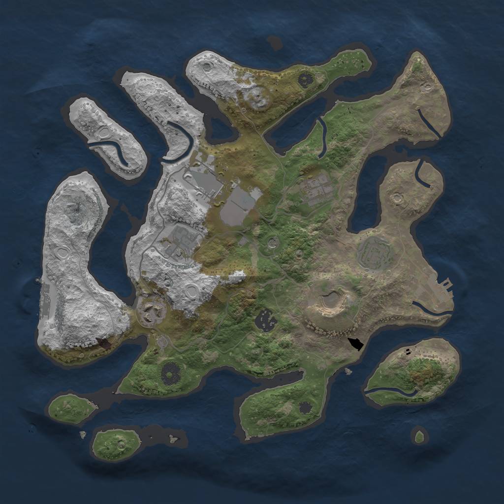 Rust Map: Procedural Map, Size: 3500, Seed: 1165671279, 15 Monuments