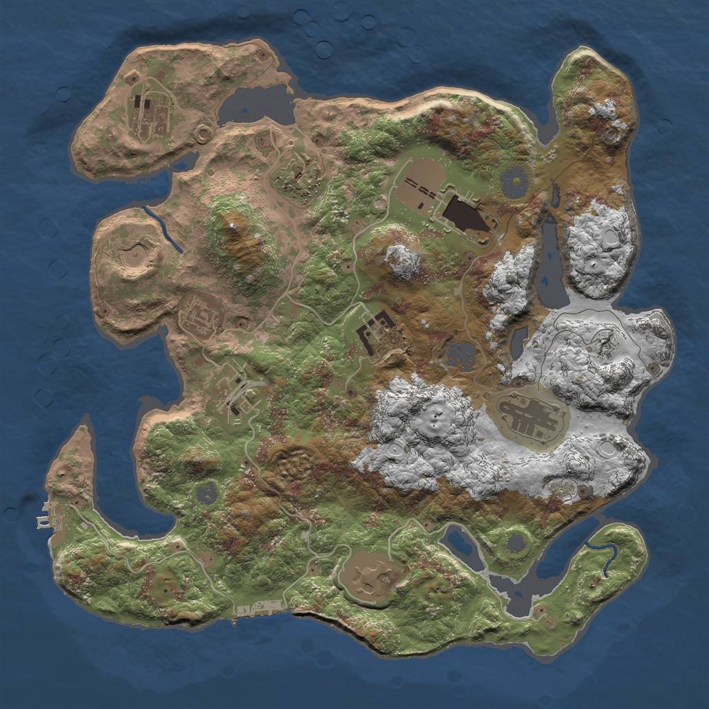 Rust Map: Procedural Map, Size: 3500, Seed: 970152709, 16 Monuments