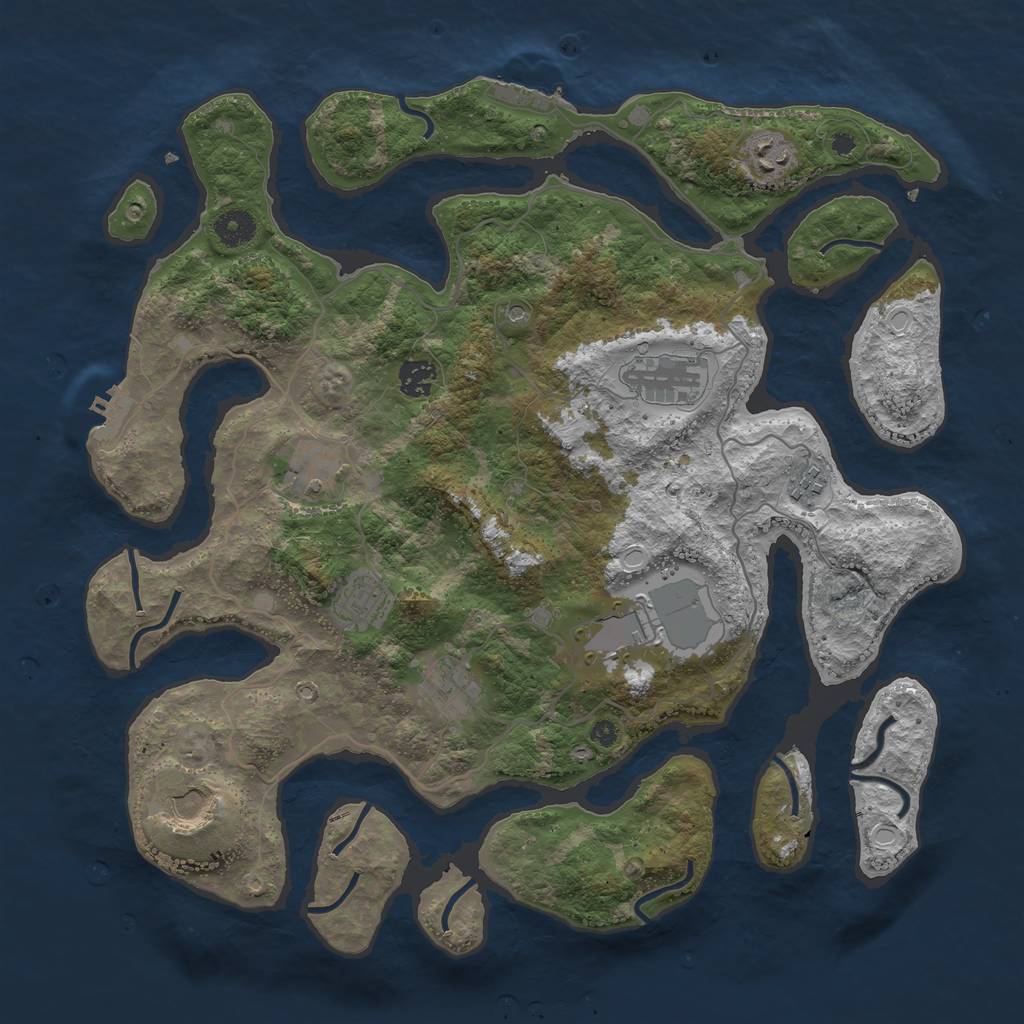 Rust Map: Procedural Map, Size: 4000, Seed: 20210129, 17 Monuments