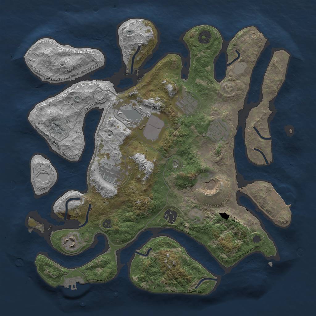 Rust Map: Procedural Map, Size: 3500, Seed: 4355213, 15 Monuments