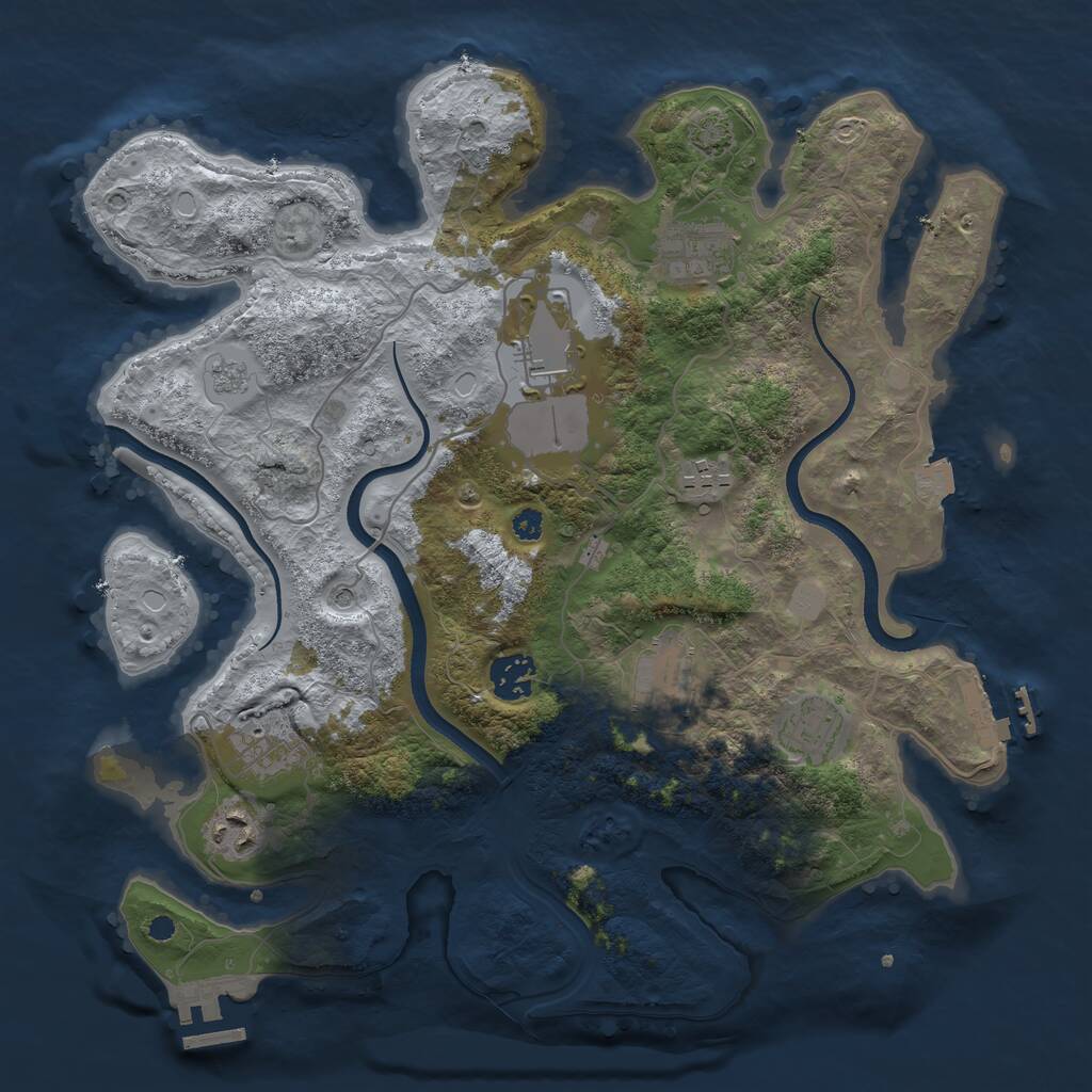 Rust Map: Procedural Map, Size: 3500, Seed: 4355213, 14 Monuments