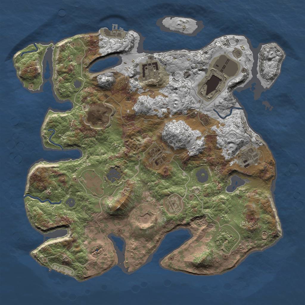 Rust Map: Procedural Map, Size: 3500, Seed: 356726348, 16 Monuments