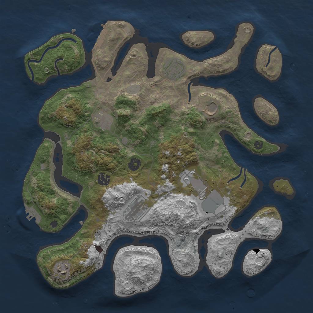 Rust Map: Procedural Map, Size: 3650, Seed: 1222297536, 15 Monuments